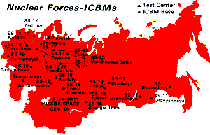 Дислокация РВСН (по данным США) в 1980 году.