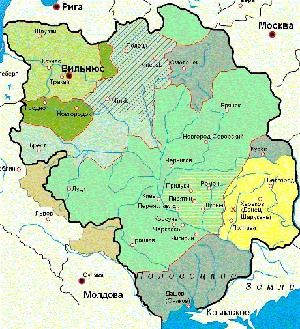 Карта 1. Литовско-Русское государство после смерти Витовта в 1430 году.