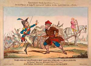 Война русского народа против французов в британской карикатуре 1813 г.