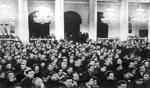 Судебный процесс над членами Союзного бюро ЦК РСДРП (меньшевиков) в Колонном зале Дома Союзов. Москва (1931)