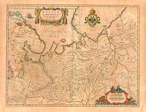 Карта Царства Русского 1645 года. Видна граница со Швецией.