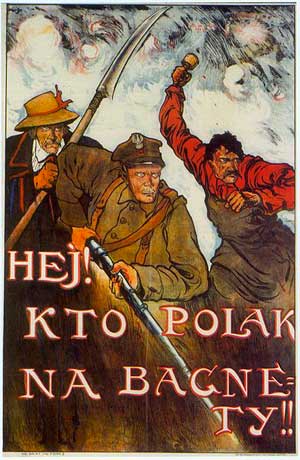 Эй, кто поляк, в штыки! Плакат с цитатой из «Варшавянки 1831 года»