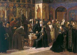 Черный собор. Восстание соловецкого монастыря против новопечатных книг в 1666 году (С. Милорадович, 1885 год)