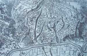 Осада Смоленска 1632—1633. Фрагмент гравюры Вильгельма Гондиуса «План осады Смоленска». Данциг. 1636