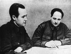 Председатель ГКО В. Г. Жаворонков и командующий 50-й армией генерал-лейтенант И. В. Болдин