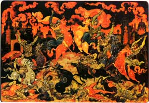 И. И. Голиков. «Куликовская битва», палехская миниатюра, шкатулка, 1928. МНИ